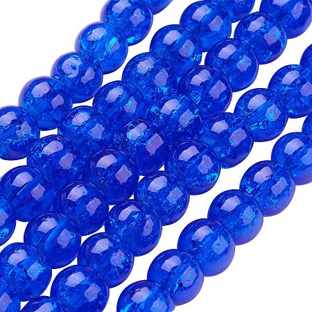 NBEADS 20 Strands(About 133pcs/strand) 6mm Blue Crackle Glass Beads Round Split Tiny Loose Beads for Jewelry Making and Craft