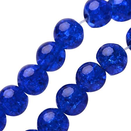 NBEADS 20 Strands(About 100pcs/strand) 8mm Blue Spray Painted Crackle Glass Beads Round Split Tiny Loose Beads for Bracelet Jewelry Making