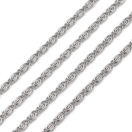 Honeyhandy 304 Stainless Steel Lumachina Chains, with Spool, Unwelded, Stainless Steel Color, 6x2.6x1.3mm, about 50m/rol