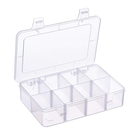BENECREAT 2 Pack 8 Grid Large Plastic Bead Storage Container Jewelry Dividers Box Organizer for Crafts, Small Tools and More - 7 x 5 x 4 Inches