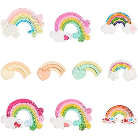 PH PandaHall 30pcs Rainbow Cabochons Kawaii Rainbow Slime Charms Clouds Resin Cabochons Hair & Costume Accessories Ornaments for DIY Scrapbooking Craft Decoration (10 Styles)