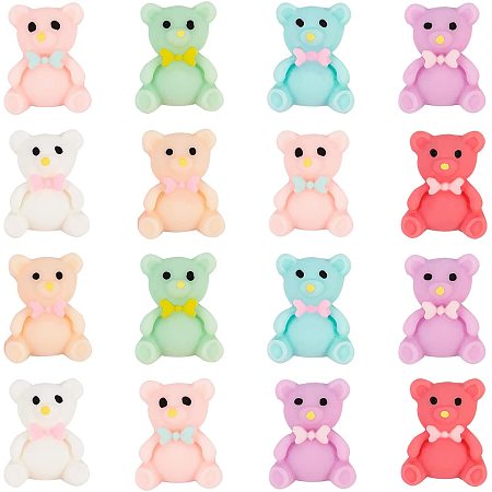ARRICRAFT 200PCS Bear Cabochons, Plastic Resin Cabochons, Flat Back Bear Beads, Cabochon Embellishments for Craft Scrapbooking Jewelry Making-Mixed Color