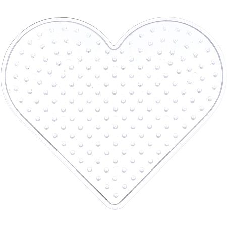 Pandahall Elite 20 Pcs 5mm Heart Fuse Beads Boards Clear Plastic Perler Bead Pegboards for Kids Craft Beads