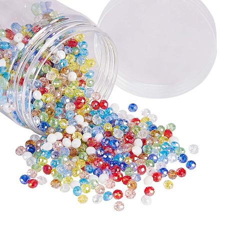 PandaHall Elite 200g(7 Ounce) 6x4mm 10 Colors Electroplate Glass Beads Faceted Rondelle Glass Crystal Beads for Bracelet Jewelry Making
