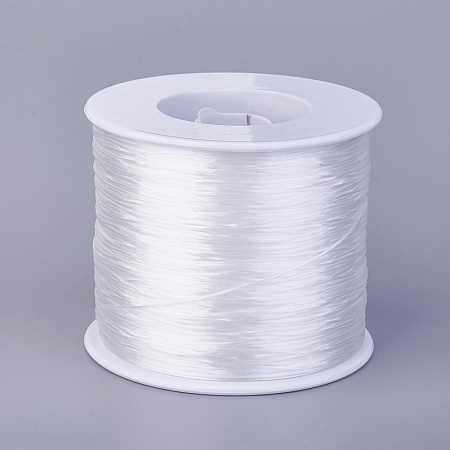 Honeyhandy Flat Elastic Crystal String, Elastic Beading Thread, for Stretch Bracelet Making, White, 0.7mm, about 546.8 yards(500m)/roll