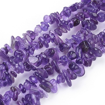 Honeyhandy Natural Amethyst Beads Strands, Chips, 5~8mm, Hole: 0.6mm, 31~32 inch