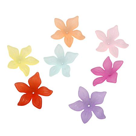 ARRICRAFT Transparent Acrylic Beads, Frosted, Flower, Mixed Color, 29x27x7mm, Hole: 1.5mm; About 568pcs/500g