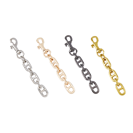 SUPERFINDINGS 4Pcs 4 Colors Alloy Mariner Link Chain Bag Strap Extenders, with Swivel Clasp, for Purse Clutch Bag, Mixed Color, 12cm, 1pc/color
