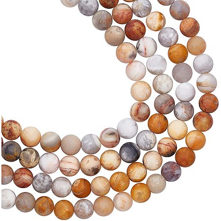 Arricraft About 94 Pcs Frosted Natural Stone Beads 8mm, Natural Crazy Agate Beads, Gemstone Loose Beads for Bracelet Necklace Jewelry Making (Hole: 1mm)