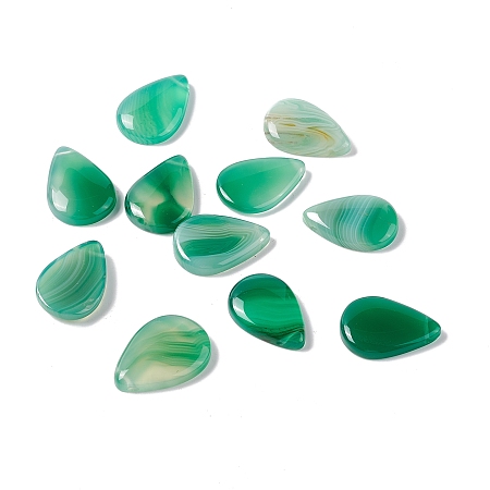 Natural Green Onyx Agate Pendants, Teardorp, 24.5~27x16.5~19x4~5.5mm, Hole: 0.7~0.8mm