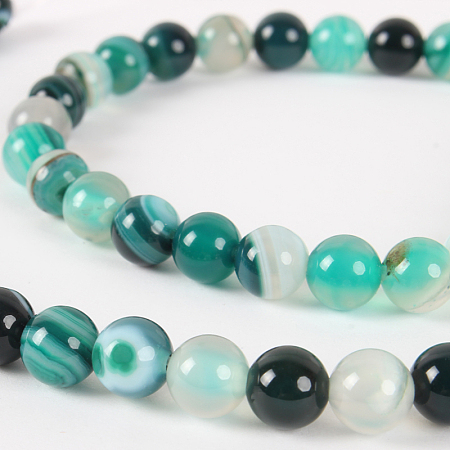 Nbeads Natural Gemstone Agate Round Bead Strands, Dyed, DarkCyan, 6mm, Hole: 1mm; about 63pcs/strand, 15.35