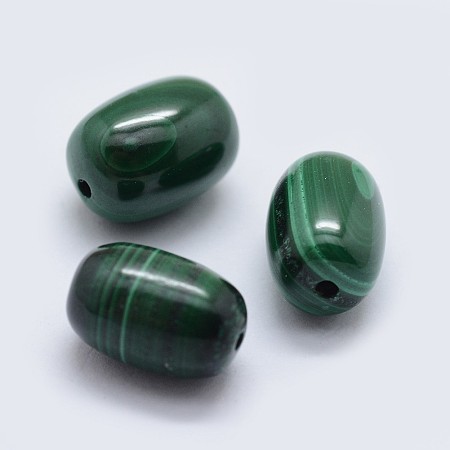 Honeyhandy Natural Malachite Beads, Oval, 12x8~9mm, Hole: 1.2mm