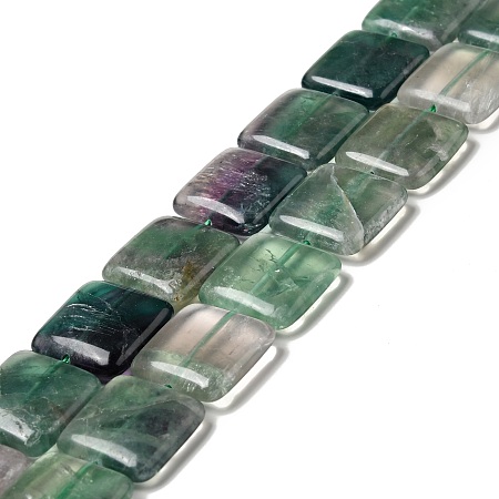 Natural Fluorite Beads Strands, Square, 20x20x6~6.5mm, Hole: 1mm, about 20pcs/strand, 15.55 inch(39.5cm)