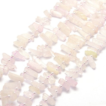 NBEADS 2 Strands 72pcs/Strand Nuggets Natural Kunzite Precious Gemstone Loose Chip Beads, Smooth Charm Beads for Jewelry Making, 1 Strand 16.3