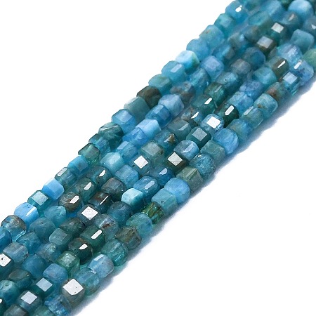 Honeyhandy Natural Apatite Beads Strands, Faceted, Cube, 2x2x2mm, Hole: 0.6mm, about 182pcs/strand, 15.16''~15.55''(38.5~39.5cm)