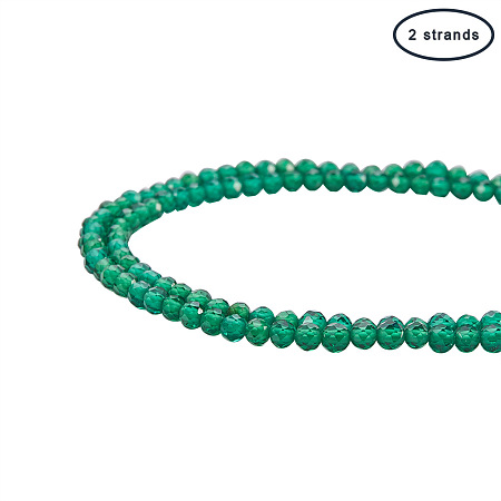 PandaHall Elite 2mm Faceted Green Gemstone Beads Round Loose Beads Strands Jewelry Making (2 Strand, About 178pcs/strand, 15.3”)