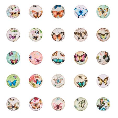 ARRICRAFT 1 Box(about 200pcs) 10mm Mixed Color Printed Half Round/Dome Glass Cabochons for Jewelry Making (Butterfly)
