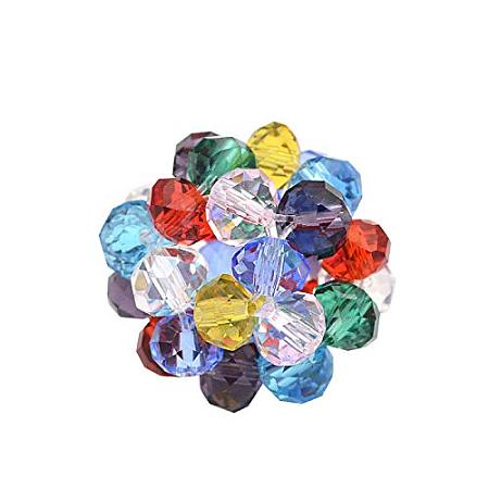 ARRICRAFT Transparent Glass Crystal Beaded Round Beads, Colorful, 14mm, Beads: 4mm