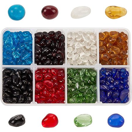 AHANDMAKER Glass Beads 8 Colors Glass Beads No Hole with Plastic Container Box for Jewelry Making Bracelets Necklaces