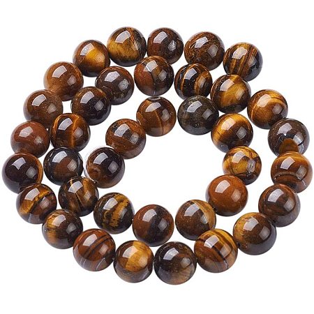 Pandahall Elite 5 Strands 10mm Natural Tiger Eye Gemstone Chains Round Loose Stone Beads for Jewelry Making 15.5