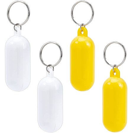 NBEADS 4Pcs Plastic Floating Keychain, 3.5 Inch Long Pill-shape Floating Key Ring Floating Key Holder for Boating Fishing Sailing and Outdoor Sports
