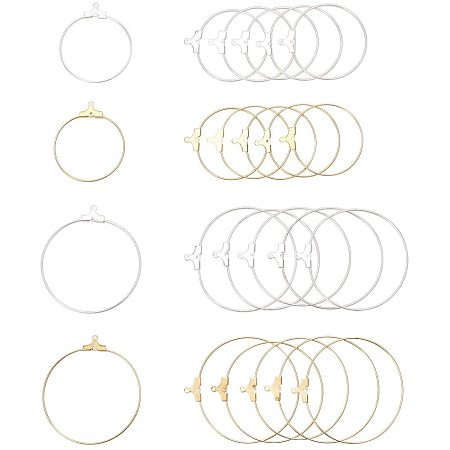 Arricraft 64pcs Metal Earrings Hoop Ring 30mm 40mm Round Beading Hoop Earring Ring Finding for Earring Jewelry Making, Golden & Silver