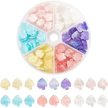BENECREAT 120Pcs Fish Shape Resin Spacer Bead Rainbow Gradient Animal Charming Beads with Glitter Powder for DIY Jewelry and Bracelets