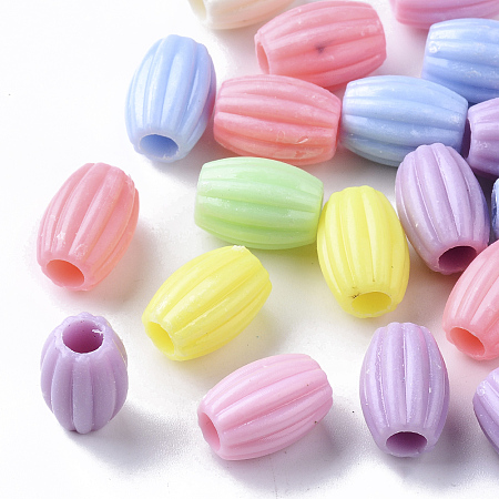 Arricraft Plastic Beads, AB Color Plated, Large Hole Beads, Barrel, Mixed Color, 9x6mm, Hole: 4mm, about 1830pcs/500g