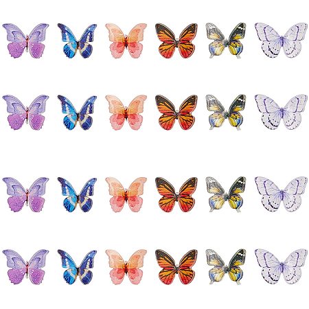 NBEADS 120 Pcs Butterfly Charms, Plastic Butterfly Cabochons Butterfly Decorations for DIY Making Jewelry Making