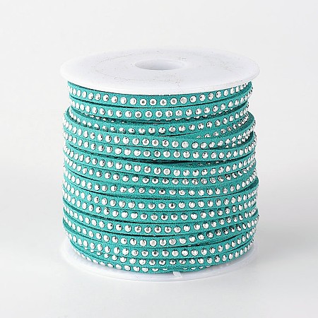 Rivet Faux Suede Cord, Faux Suede Lace, with Aluminum, Dark Turquoise, 3x2mm; about 20yards/roll