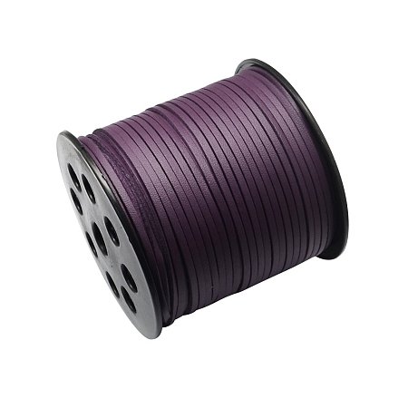 NBEADS 2.7mm 98 Yards/Roll Purple Color of Lace Flat Faux Suede Leather Cord, One Side Covering with Imitation Leather Beading Thread Cords Braiding String for Jewelry Making