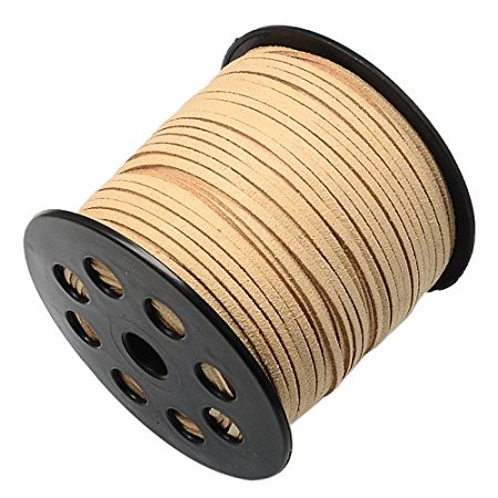 ARRICRAFT 1 Roll (100 Yards, 300 Feet) Micro-Fiber Faux Leather Suede Cord String with Roll Spool, 2.7x1.4mm (PeachPuff)