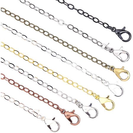 Arricraft 40 Strands 8 Color Necklace Chain Bulk Jewelry Making Chains Silver Chains Necklace Cable Link Necklace with Lobster Clasps for Pendant Necklace Jewelry Making, 30”