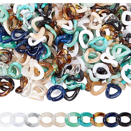 SUPERFINDINGS About 500pcs 9 Colors Small Size Acrylic Open Linking Rings Quick Link Connectors Plastic Bag Chain Link Set for Jewelry Chains Making