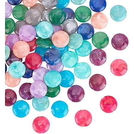 NBEADS 80 Pcs Imitation Stone Acrylic Beads, 10 Colors Imitation Gemstone Charm Beads, 22mm Flat Round Beads for DIY Jewelry Making, Hole: 2mm