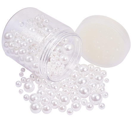 PandaHall Elite About 390pcs 7 Sizes White No Holes/Undrilled Imitated Pearl Beads for Vase Fillers, Wedding, Party, Home Decoration (4~16mm)