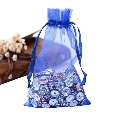 ARRICRAFT 100PCS 4x6 Inches Blue Organza Gift Bags with Drawstring