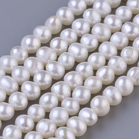 ARRICRAFT Natural Cultured Freshwater Pearl Beads Strands, Round, Beige, 4~5mm, Hole: 0.8mm, about 95pcs/strand, 16.14 inches