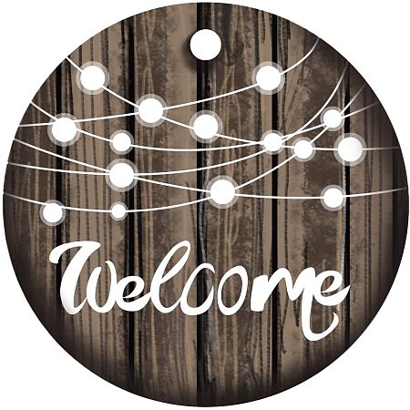 SUPERFINDINGS 1PC Welcome Door Sign Welcome Ornament Hanging Ornament Porcelain Pendants for Home Indoor Outdoor Decor, Double-Sided Printed, Flat Round, Burlywood, 3inch