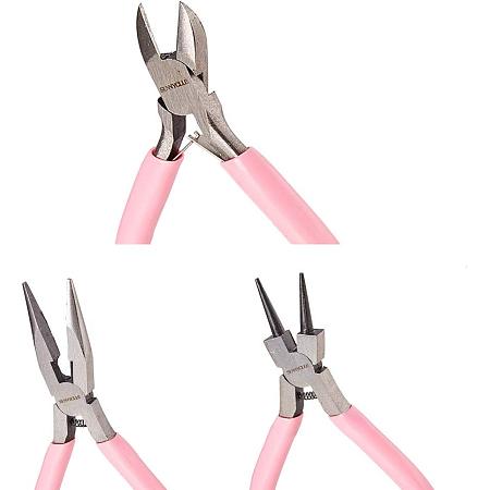 SUNNYCLUE 3pcs Jewelry Pliers Tool Set Professional Precision Pliers for DIY Jewelry Making - Side Cutting Pliers, Long Chain Nose Pliers, Round Nose Pliers