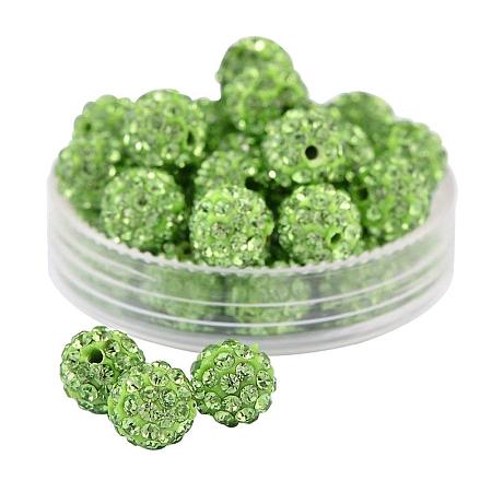 ARRICRAFT 100 Pcs 8mm Disco Ball Clay Beads Pave Rhinestones Spacer Round Beads fit Shamballa Bracelet and Necklace Green