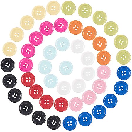 NBEADS 200 Pcs Assorted Mixed Color Resin Buttons 4 Holes Round Shape Buttons for Sewing DIY Crafts Manual Button Painting