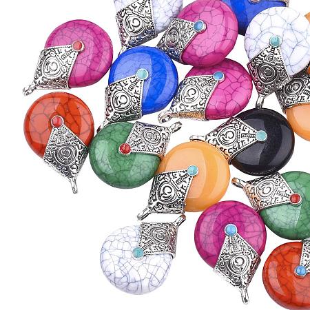 ARRICRAFT 50 pcs Drop Shape Resin Pendants with Alloy & Enamel for DIY Jewelry Making, Mixed Colors
