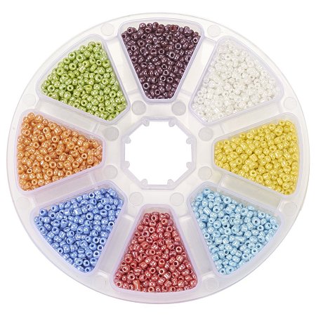 PandaHall Elite 12/0 Round Glass Seed Beads Diameter 2mm Multicolor Loose Beads for DIY Craft, about 10400pcs/box
