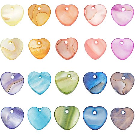 BENECREAT 200pcs 10 Colors Natural Mother of Pearl Shell Pendants Dyed Mussel Shell Pendants for DIY Necklaces Jewelry Making Accessories 12.5x13x2mm