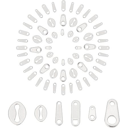 SUNNYCLUE 1 Box 240Pcs 3 Styles Stainless Steel Chain Tabs Chain Extender Connectors Oval Jewelry End Tabs Teardrop Links Charms for Beginners DIY Bracelet Necklacet Jewellery Making Adults