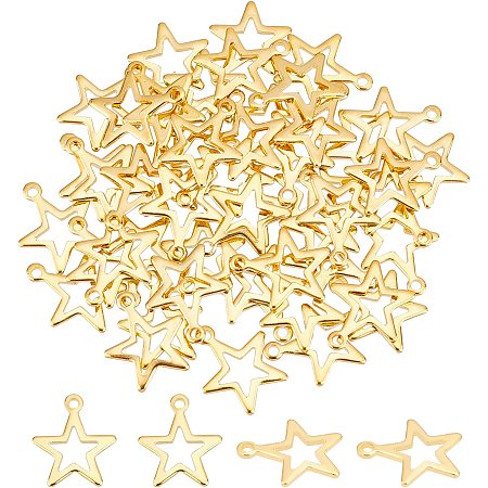 UNICRAFTALE About 50pcs Golden Hollow Star Pendants Stainless Steel Charms Hypoallergenic Dangle Charms for DIY Jewelry Making 15x13x1mm