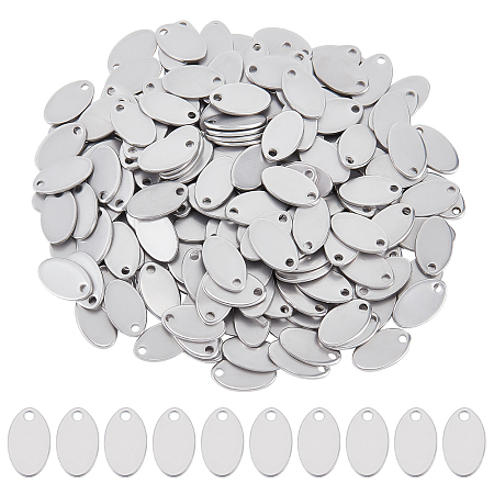 UNICRAFTALE About 200Pcs Oval 304 Stainless Steel Stamping Blank Tag Metal Tags with 2 Holes Stamping Tag Pendants for Bracelet Jewelry Making 7.5x12.5mm
