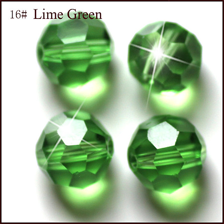 Honeyhandy Imitation Austrian Crystal Beads, Grade AAA, Faceted, Round, Lime Green, 8mm, Hole: 0.9~1.4mm
