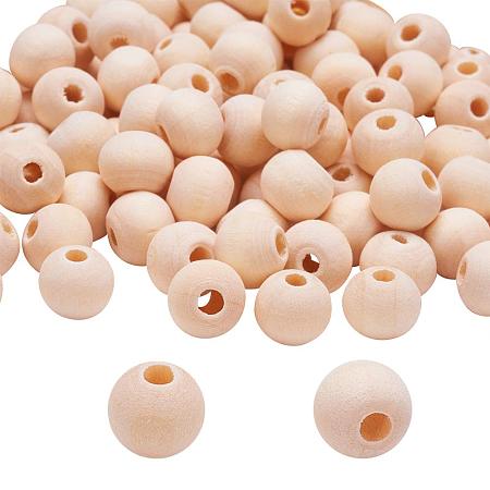 PandaHall Elite About 500pcs 8mm Natural Round Wooden Beads Assorted Round Wood Ball Loose Spacer Beads for DIY Jewelry Craft Making